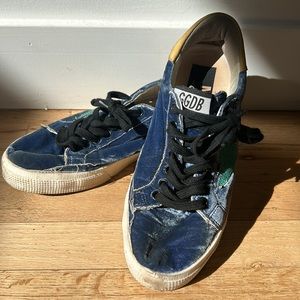 Golden Goose May Velvet Sneakers In Blue